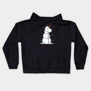 Unicorn Snowman For Christmas In July Kids Hoodie